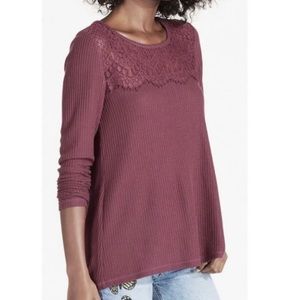 Lucky Brand Lace-Trim Thermal Top XS